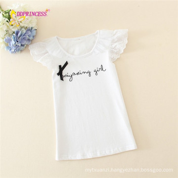 new arrival printing children vest lace design child white shirt summer kids girls t shirt